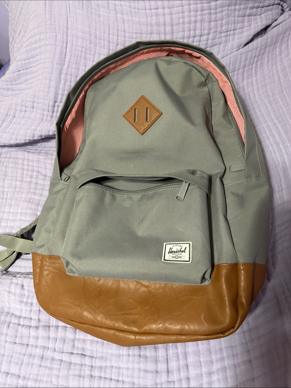Herschel Supply Co Heritage Gray Backpack with Brown Base